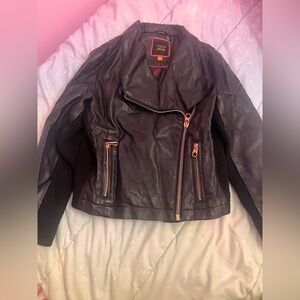 Kids Baker by Ted Baker Black Faux Leather Jacket with Gold Accents